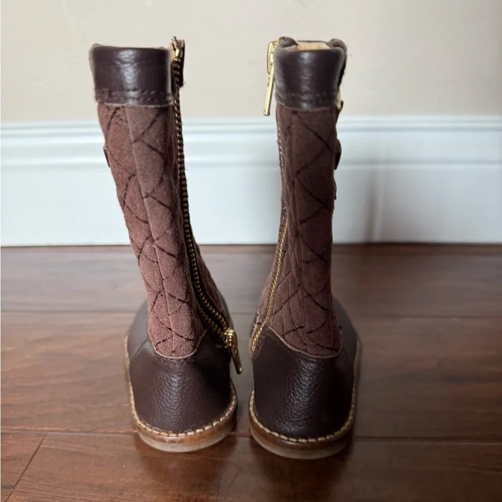 Janie and Jack Quilted Leather Brown Boots-Size 5